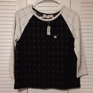 LOFT black and white patterned top